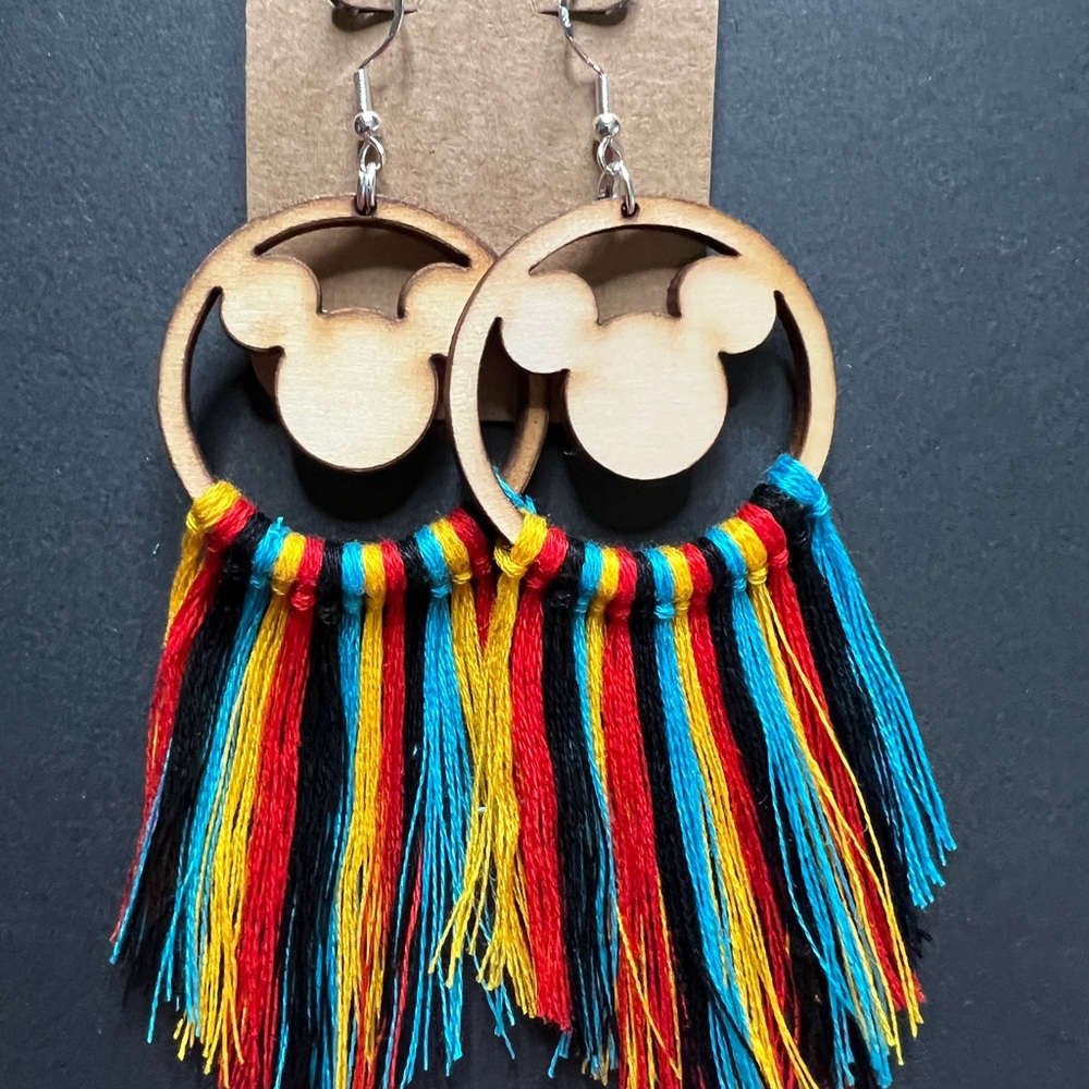 Macrame Mickey handmade earrings